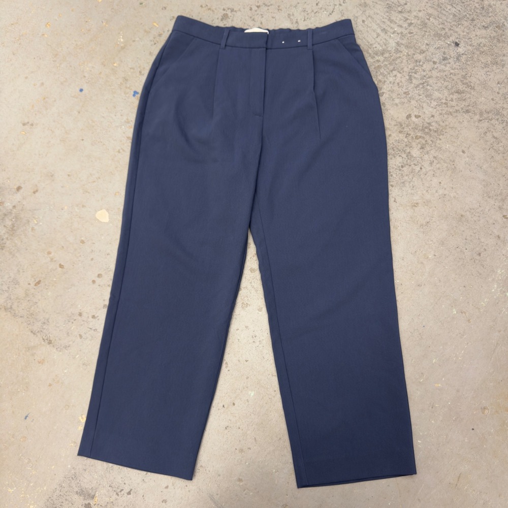 Abercrombie & Fitch Sloane Tailored Pants Navy Blue 32 Short 14 Wide Leg NWT